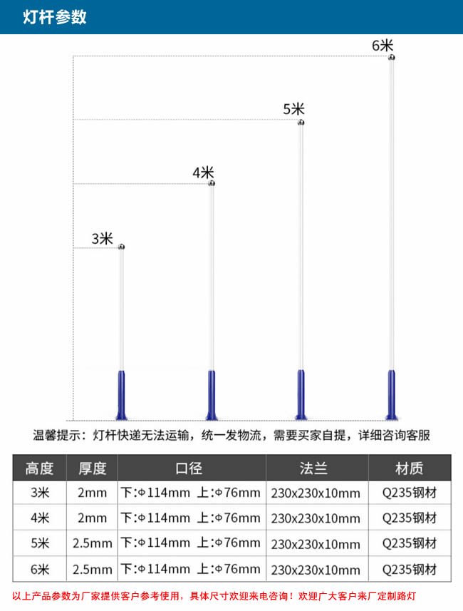 灯杆参数